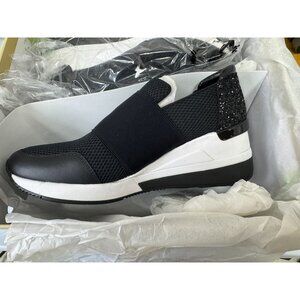 Michael Kors Black & White Glitter Slip-On Sneakers For Women size 9